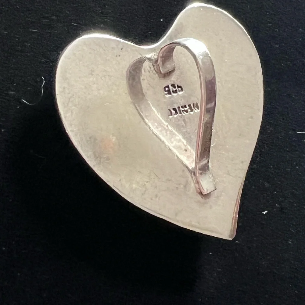 Sterling Silver Vintage Taxco sterling silver heart pendant - Picture 5 of 5